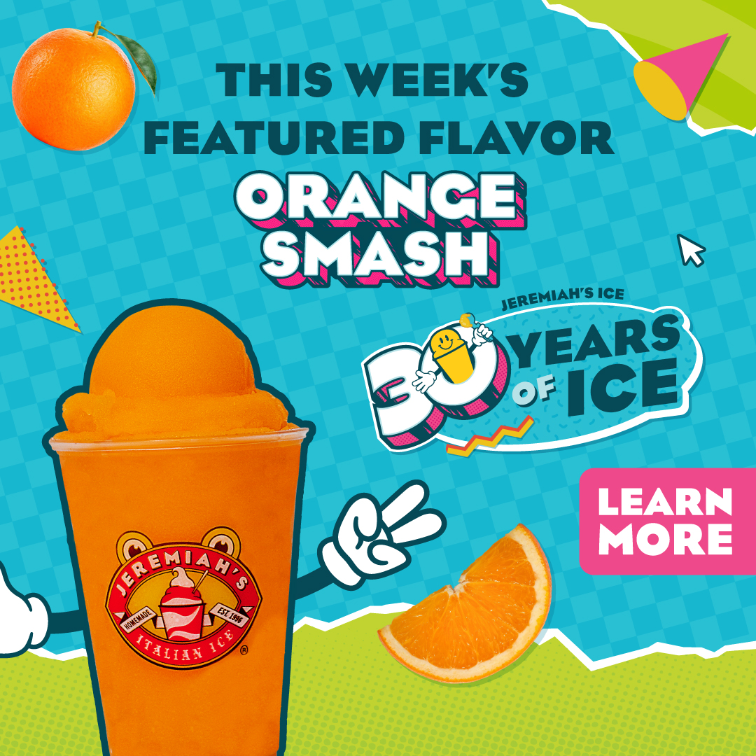 This week's featured Italian Ice flavor - ORANGE SMASH!